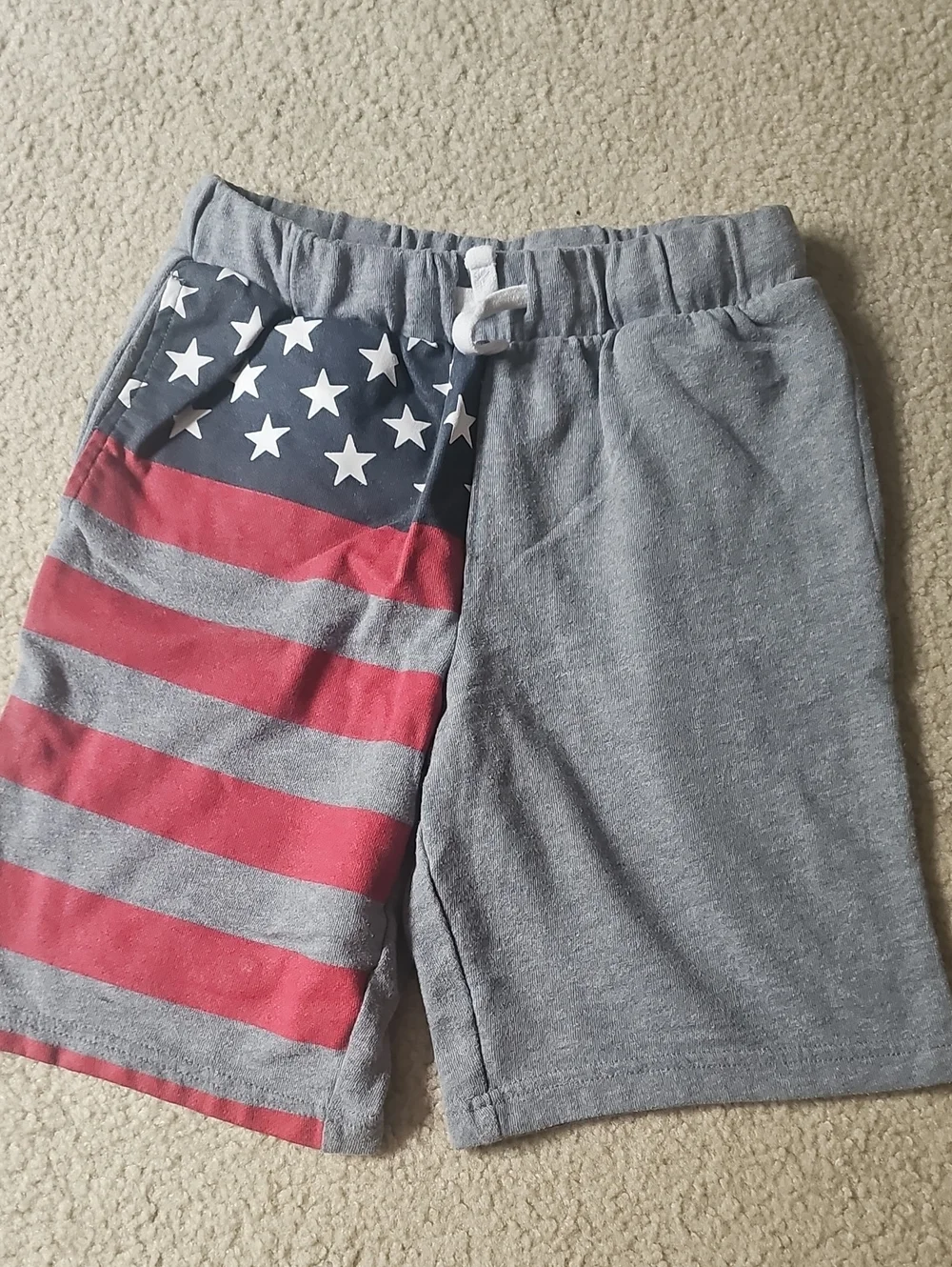 The Children's Place Gray Shorts with Red & Blue Flag Panel